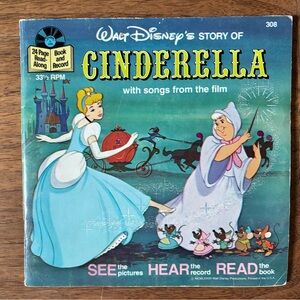 Vintage Disney Cinderella Storybook with Record